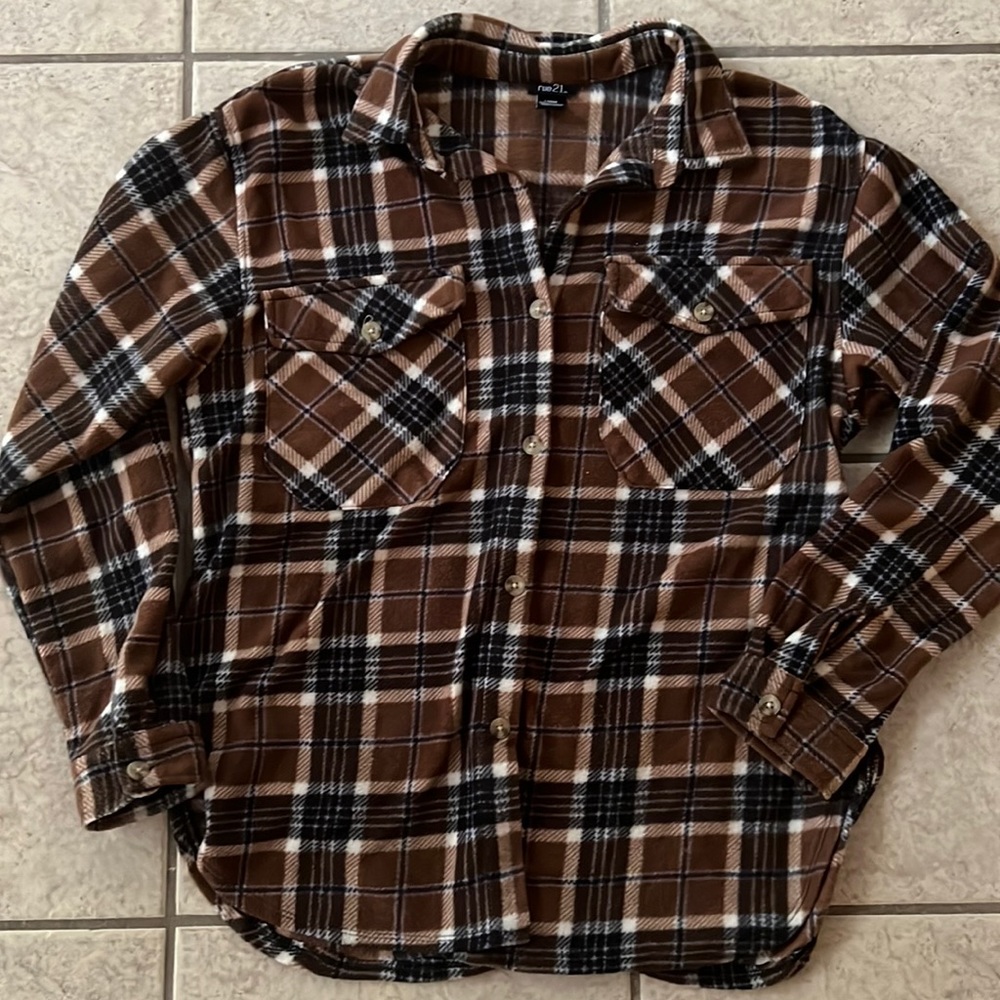 Brown/tan plaid button down